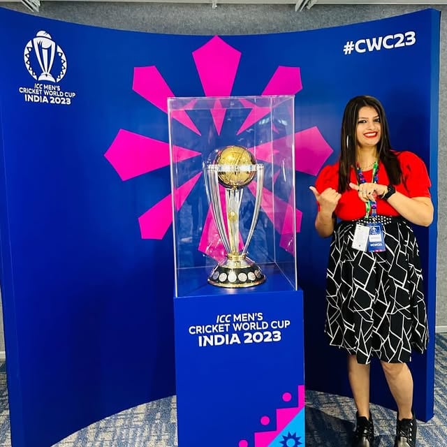 Thank you meta for inviting me Introducing the cricket World Cup ‘23 trophy #metaindia #cwc23 #cricetworldcup by @jyotithakur._.14