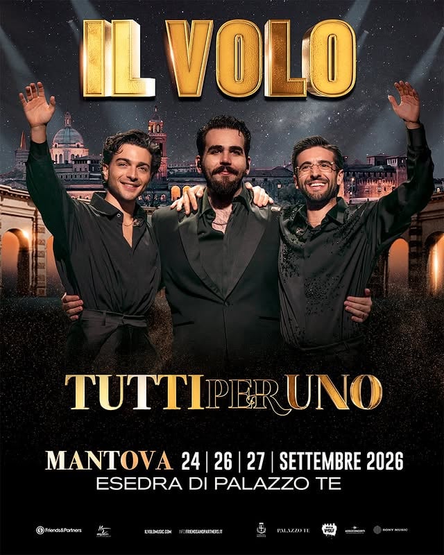 💫 TUTTI PER UNO 💫Siamo felici di tornare con tre serate speciali a Mantova 📍24, 26 e 27 settembre 2026 - MANTOVA, Esedra di Palazzo Te.🎫 Biglietti disponibili da ora by @ilvolomusic
