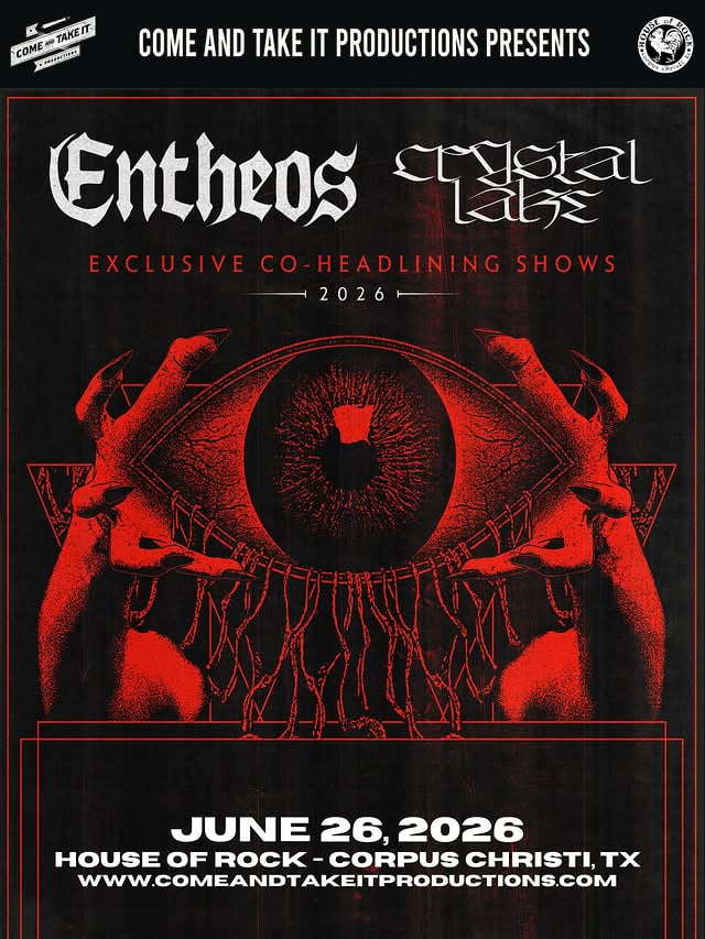 🚨 SHOW ANNOUNCEMENT 🚨 @entheosofficial and @crystallake777 will be co-headlining at @houseorock in Corpus Christi on June 26th! Tickets are on sale now so get them while you can! 🎫 - https://www.etix.com/ticket/p/44502100/entheos-crystal-lake-corpus-christi-house-of-rock by @crystallake777