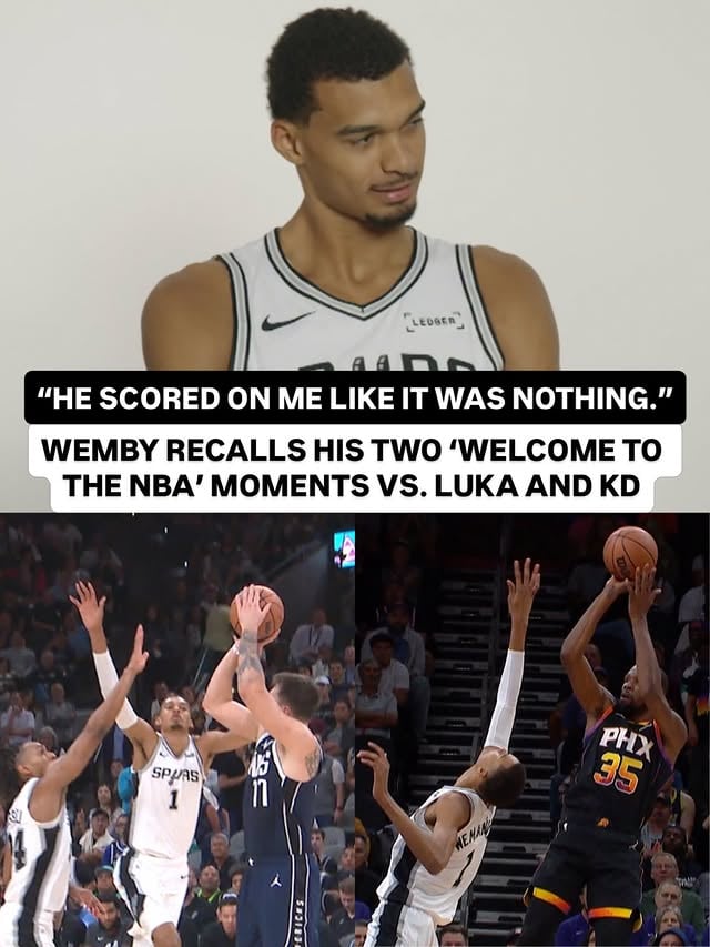 When asked about his “Welcome to the NBA” moment, @wemby gave his high praise to Luka and KD 🙌SAS (3-2) MIN Game 6 of the West Semis is Friday at 9:30pm/et on Prime 🍿 NBA Playoffs Presented by @google by @rademita