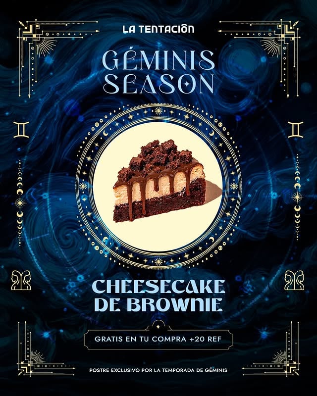 Géminis, llegó tu momento de brillar con este #postre exclusivo para ti🥳✨Cheesecake de brownie GRATIS en tu pedido +20€❤️‍🔥Disponible del 20 de mayo al 20 de junio en Las Mercedes, pickup y delivery🛵#hamburguesas #geminis #cheesecake #cumpleaños by @latentacion.ve