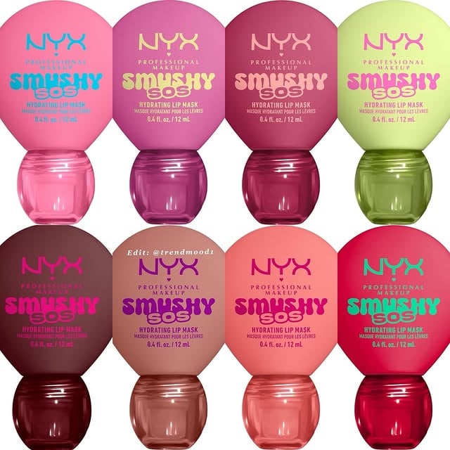 Revealed 🚨 NEW! Smushy SOS Hydrating Lip Mask 👄💄 #nyx Day & Night Hydrating 12hr Lip CareTinted high gloss finish, continued wearable comfort with a super soft applicator. In 8 shades and scents:🌸Rose Recharger - rose scent 🤎Shea So Smooth - shea butter scent 🌱Green Sereni - green tea scent ❤️Red-y 2 Chill - pepper mint scent 🍑Peachy Pamper - peach scent 🩷Guava Glaze - guava scent 🪻Lavender Soother - lavender scent 🥥 Coconut Calm - coconut scent Coming Soon on their website & retailers Yummy!! What’s on your list? 💄👄XO #Trendmood #beautynews #lipmask #lipbalmaddict