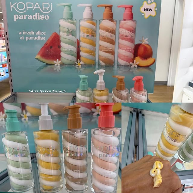Available Now! 🚨 LINK ➡️ BIO and SPOTTED 👀 in stores NEW! For the body! Summer 2026 ☀️ Cloud Swirl Body Lotion ☁️🍦 #kopari Cloud-soft hydration meets a bouncy lotion–gel swirl that melts on contact to deliver instant moisture, absorbs quickly while hydrating ingredients leave skin nourished, smooth, and deliciously scented. In 4 different scents $24 each:🥥 Coconut Cream 🍦Vanilla Breeze 🍑 Peach Sky 🍉 Watermelon Sugar Who is going to stores to find these 🏃‍♂️ What’s on your list? 🍦 ☁️ XO #Trendmood #beautynews #bodycare #bodylotion Thank you for the update & pic: @nasnavi https://bit.ly/4urDkuy