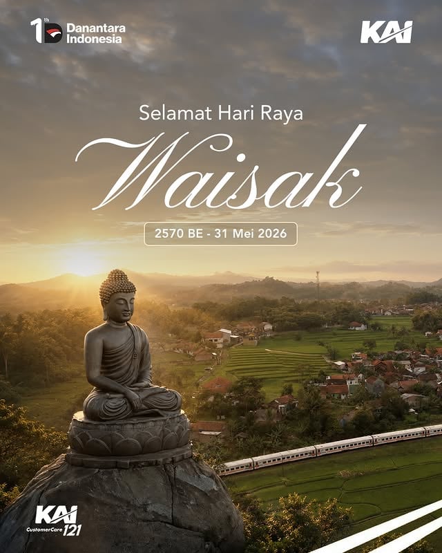 Di tengah perjalanan kehidupan yang terus bergerak, ada kalanya kita perlu berhenti sejenak untuk menemukan ketenangan dalam diri.Hari Raya Waisak mengajarkan tentang kebijaksanaan, kasih sayang, dan kedamaian yang dapat menjadi cahaya dalam setiap langkah perjalanan kita.Semoga kebahagiaan, ketenangan, dan kedamaian senantiasa menyertai setiap langkah menuju kebaikan. Selamat Hari Raya Waisak 2570 BE.#KAI121#HariRayaWaisak#Waisak2569BE#KAISemakinMelayani by @kai121_