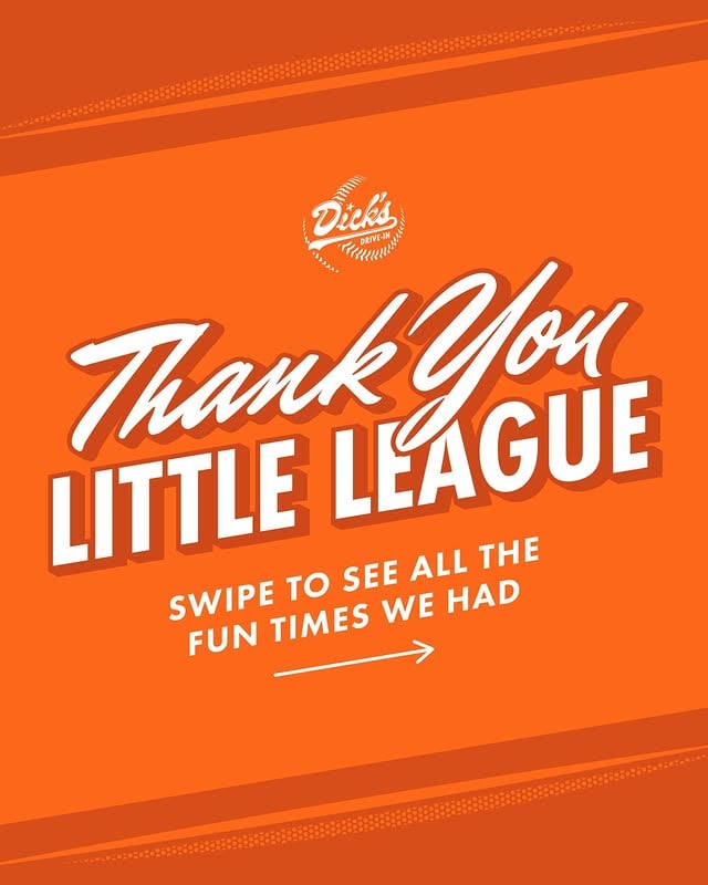 Thank you, Little League, for the fun times! You're All-Stars! 🤩 ⚾️ by @dicksdrivein