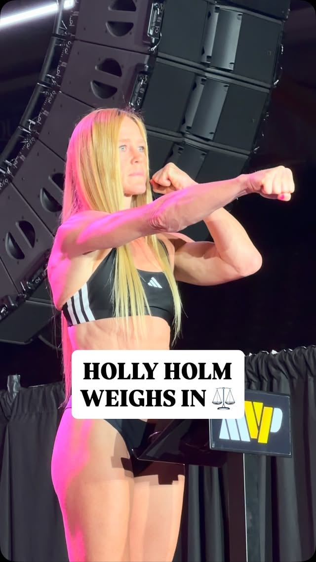 @hollyholm weighs in ⚖️TOMORROW…LIVE ON ESPN🔥———#MVPW03 | Sat, May 30Main Card on ESPN | 9pm ETPrelims on ESPN+ | 5:15pm ET by @hollyholm