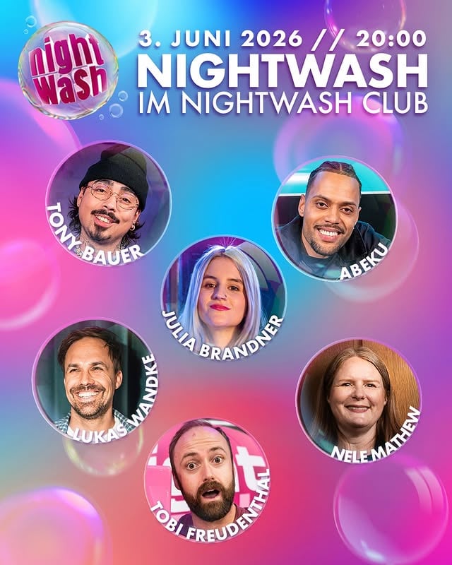 💥 SOLD OUT 💥 Du hast ein Ticket für unsere NightWash Show am Mittwoch im @nightwash_club ergattern können?😎 Dann freu dich auf dieses Brett von einem Line-Up: @lukaswandke @juliabrandner.official @tobifreudenthal @abq.okyere @nelemathew und eurem NightWash-Host @tonybauer 🔥 📍 @nightwash_club | Zülpicher Platz KölnWie immer könnt ihr euch die komplette Show im Anschluss auf dem @nightwash_club YouTube-Kanal reinziehen 📺✨🎟️ Du hast kein Ticket? Sichere dir JETZT eins für die kommenden Shows im @nightwash_club bevor sie ebenfalls SOLD OUT sind.🚨#NightWash #Köln #Comedy by @nightwash_official