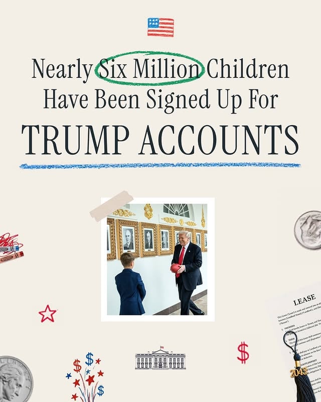 Join the millions of Americans setting their children up for success. DOWNLOAD THE TRUMP ACCOUNTS APP!