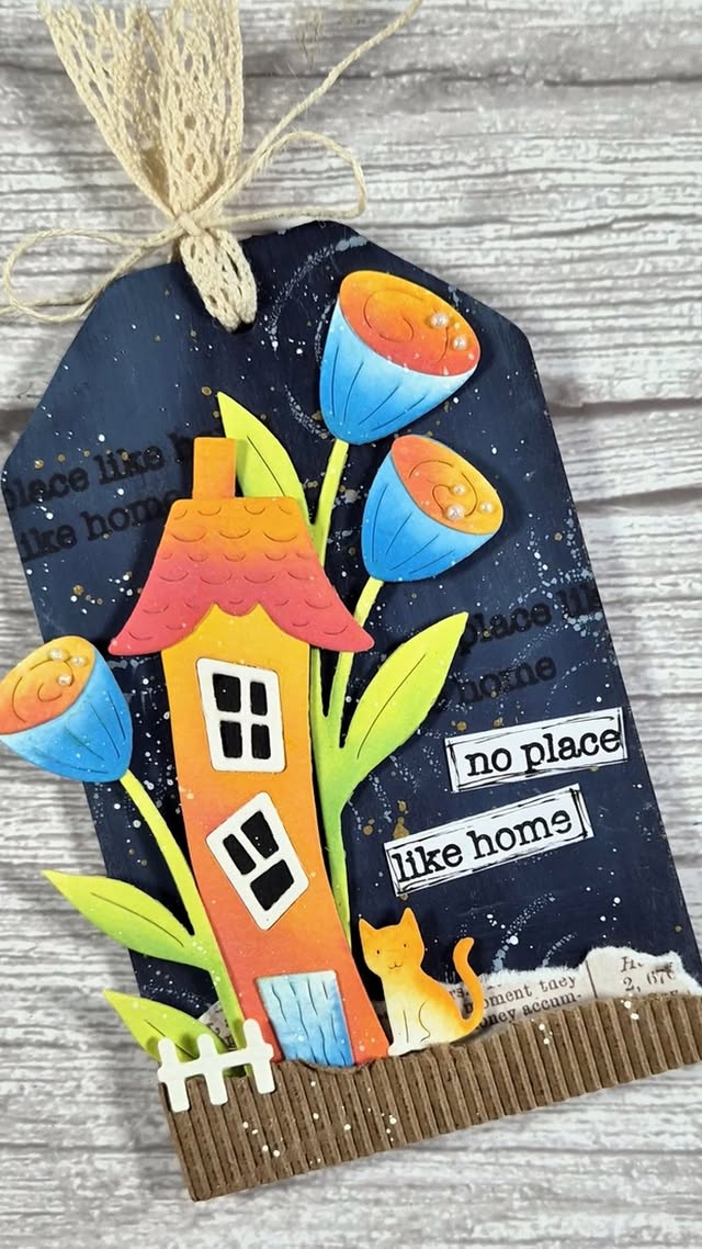 My new collection with @teamspellbinders is out and I am so happy to share some inspiration today! The collection is called "whimsical village" and In this tag I combined all the products so you can see them in action... dies, stamps and even stamping with the embossing folder! have you done that before?! It is perfect for a mixed media tagYou can find a full list of supplies in my profile or just comment SUPPLIES and I will send you the link in your messages. by @teamspellbinders
