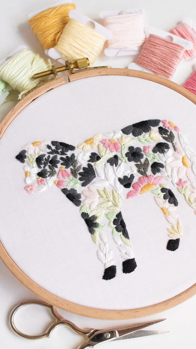 Afternoon lovelies! Today I’m sharing this new “Cornflower Cow” embroidery pattern 🐄 @megembroiders said it best when she described it as strawberry milk coded with all the pastel tones woven into the body 🍓This cow is part of a new farm themed collection of patterns in the shop, but was actually inspired by a Swiss cow I shot a snap of last summer 🤗If you’d like to stitch up this sweet colourful cow this summer, you can find him in my Etsy shop and I’ll throw a link up in my IG stories too 🫶🏻🐄#summercraft #cowart #cowlove #embroiderypattern #beginnerembroidery by @byalyploof