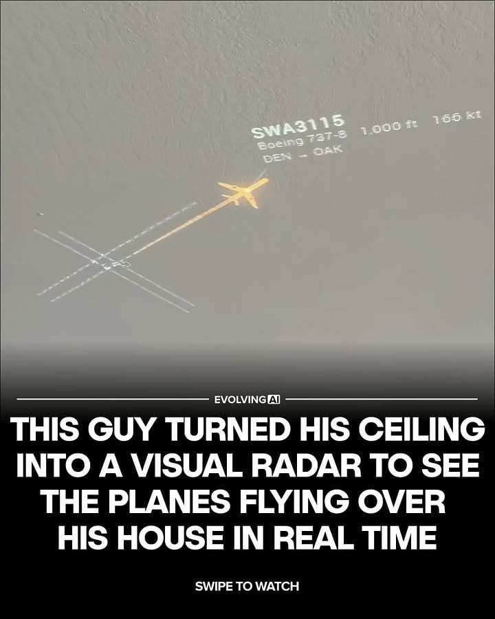 🛩️🌌 Your ceiling can now become a live window onto the airspace directly above you.

An open source project called Skylight, built by the developer cpaczek on GitHub, uses a cheap RTL-SDR radio to pick up the ADS-B position signals that aircraft broadcast, then renders each plane onto a projector pointed straight up, so a jet you would hear overhead glides across the room at the same moment, labeled with its airline, type, and destination.

Behind the planes it also draws the sun, moon, bright stars and constellations, and live satellites including the International Space Station, all placed at their true positions for your location and time, with everything tunable from a phone.

The reference build is calibrated for San Francisco International but works anywhere once you set your coordinates.

It runs on a Raspberry Pi with a basic projector costing around $150, putting live aircraft tracking and real time astronomy into a setup any hobbyist can build at home.

What are your thoughts on this? 🤔💬