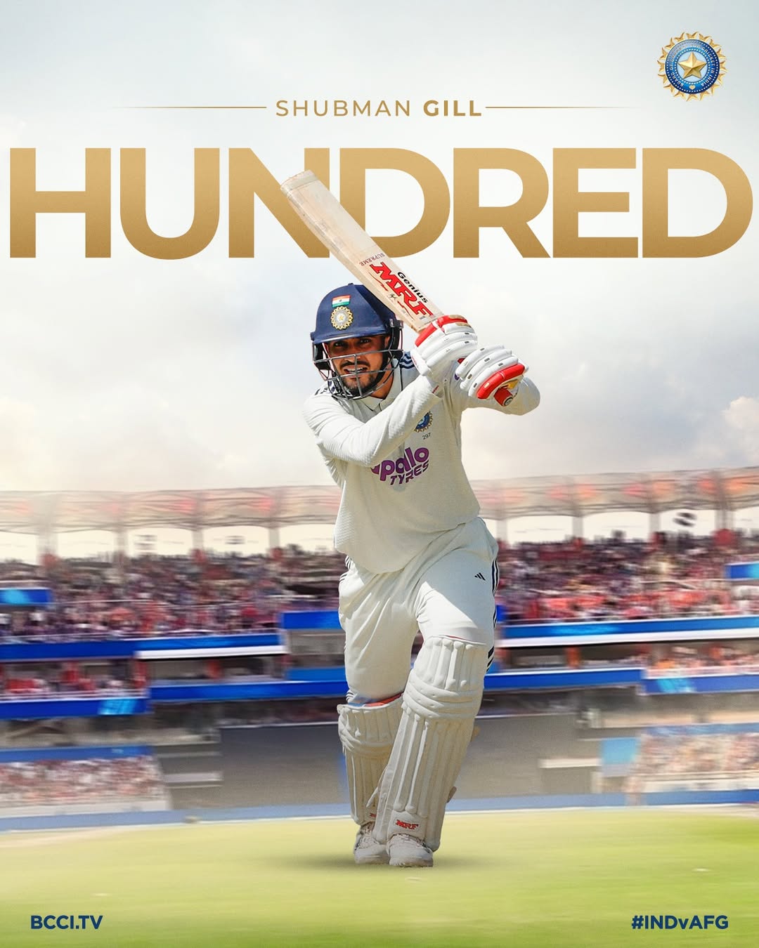 Leading by example in the whites 💯

Captain Shubman Gill brings up his 1️⃣1️⃣th Test century with a brilliant knock in New Chandigarh 👏👏

#TeamIndia | #INDvAFG | @idfcfirstbank