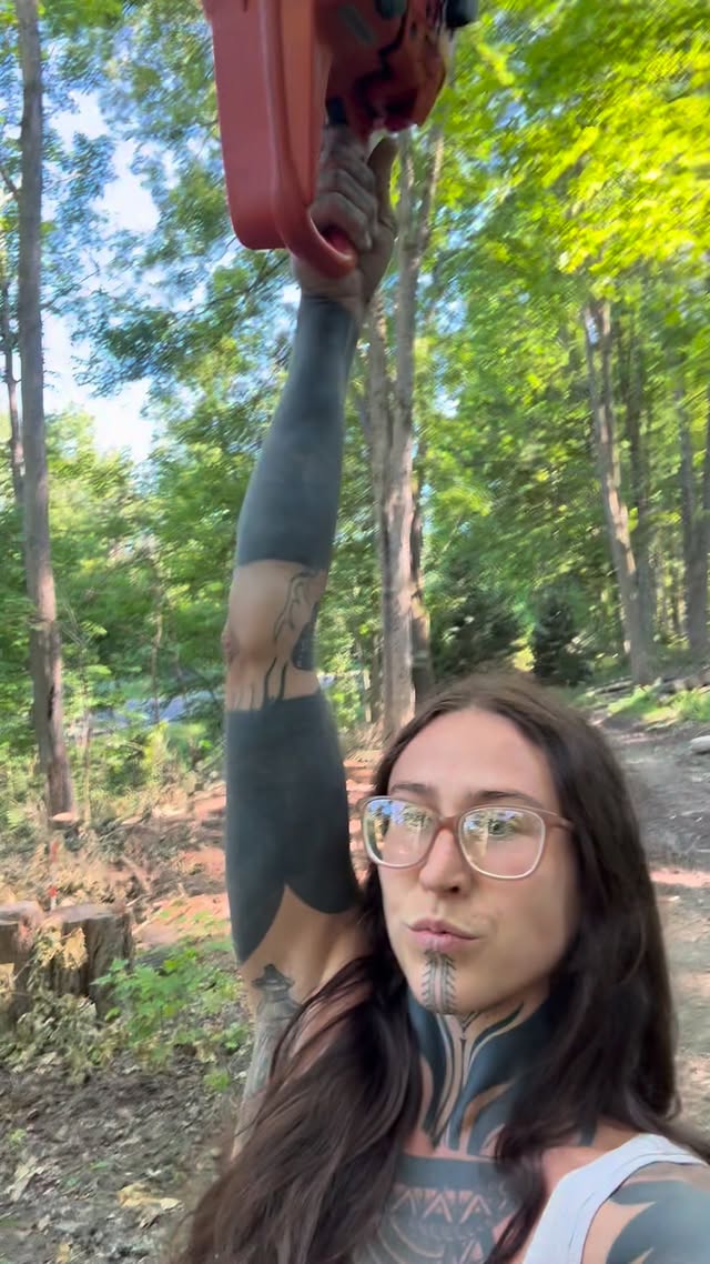 How is it almost the middle of June already?! Man getting old is interesting, a week feels like 2 days #chainsaw #trees #forest #naturelovers #nature #offgrid by @lumberbarbie