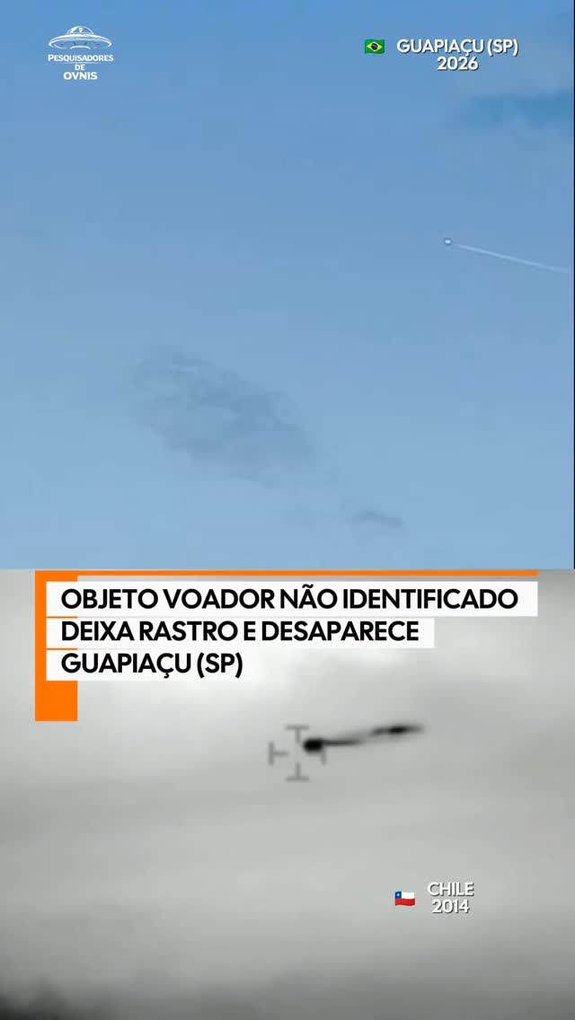 🚨💥 OBJETO COM RASTRO MISTERIOSO É FILMADO EM GUAPIAÇU (SP)

Um seguidor da página registrou um fenômeno intrigante nos céus de Guapiaçu, interior de São Paulo, no dia 17 de fevereiro de 2026, às 18h36. As imagens foram captadas com um Poco X6 Pro e mostram um objeto luminoso aparentemente deixando um rastro que surgia e desaparecia rapidamente durante seu deslocamento.

Segundo o relato, o objeto não emitia qualquer som ou ruído perceptível. O que mais chamou a atenção foi o comportamento incomum: em diversos momentos o rastro parecia se dissipar quase instantaneamente, enquanto o próprio objeto desaparecia e reaparecia até sumir completamente da visão da testemunha.

O caso chama atenção pela semelhança com o famoso incidente registrado pela Marinha do Chile em 11 de novembro de 2014, quando um objeto não identificado foi acompanhado por uma câmera infravermelha FLIR durante um voo de patrulhamento. As imagens mostravam um aparente rastro térmico sendo liberado pelo objeto, e mesmo após anos de investigação por especialistas do CEFAA, o fenômeno permaneceu sem uma identificação conclusiva.O caso ganhou repercussão internacional e foi tema de programas do History Channel.

#pesquisadoresovni #ovni #uap #guapiaçu #news