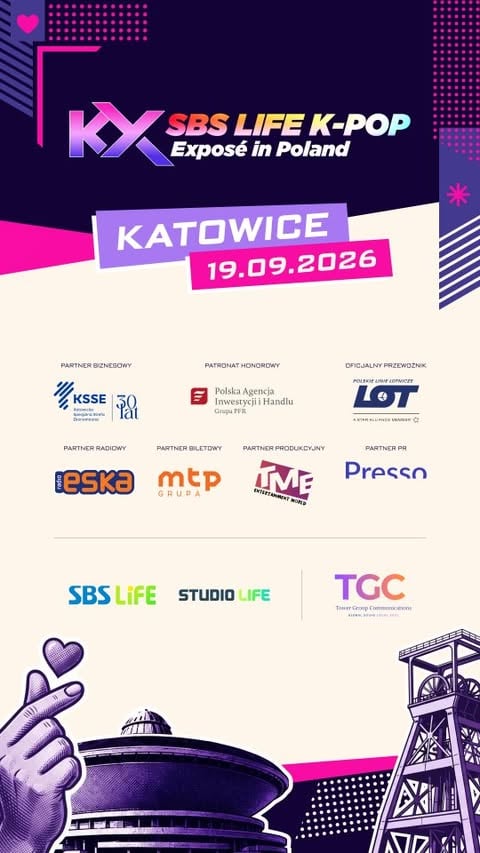 TO JUŻ OFICJALNE! 🔥 SBS LIFE Super Concert x K-POP EXPOSÉ we wrześniu w Katowicach!

📍 Katowice
📅 19 września 2026

Po miesiącach pracy możemy wreszcie powiedzieć to głośno: przed nami dzień K-POP-owych emocji, niesamowitej koncertowej energii i chwil, na które polski fandom czekał od lat.

Katowice staną się sceną dla muzyki, tańca i świateł, ale przede wszystkim dla wspólnoty, którą potraficie stworzyć tylko Wy. 💜

Obserwujcie nasz profil - to tutaj będziemy publikować najświeższe newsy.

Oficjalnym organizatorem eventów z serii K-POP EXPOSÉ jest Tower Group Communications sp. z o.o. we współpracy z koreańską telewizją SBS (@sbsfil).

............................

IT’S OFFICIAL! 🔥 SBS LIFE Super Concert x K-POP EXPOSÉ is coming to Katowice this September!

📍 Katowice, Poland
📅 September 19, 2026

After months of work, we can finally say it out loud: one day of K-POP energy, unforgettable performances, and moments the Polish fandom has been waiting years for are finally happening.

Katowice will come alive with music, dance and lights, but more than anything, with the community that only you know how to create. 💜

Follow our profile and stay tuned - we'll be posting all the latest news right here.

K-POP EXPOSÉ events are officially organised by Tower Group Communications sp. z o.o., in collaboration with Korean television SBS (@sbsfil).

#KPOPEXPOSE #SBSLIFE #SBS #kpopfestival #kpoppolska
