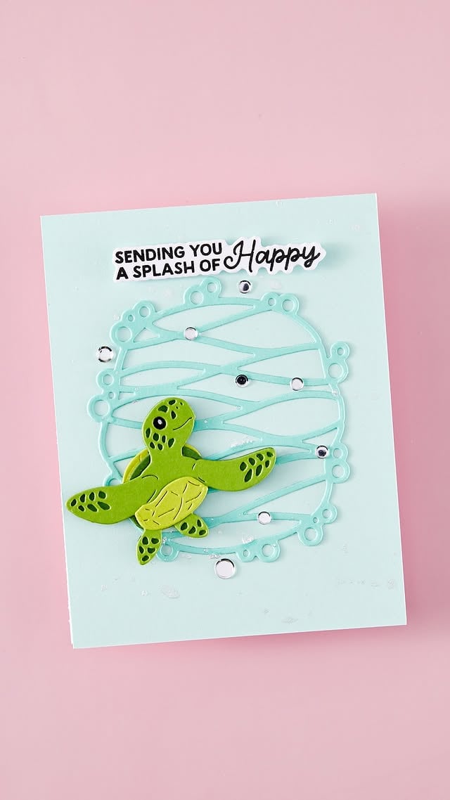Making waves with June’s Small Die of the Month! 🐢🌊 Watch this sweet sea turtle card come together with layered die cuts, ocean-inspired details, and a splash of happy. 🐚 Save this idea for your next summer cardmaking session! #cardmaking #spellbindersclubkits by @teamspellbinders