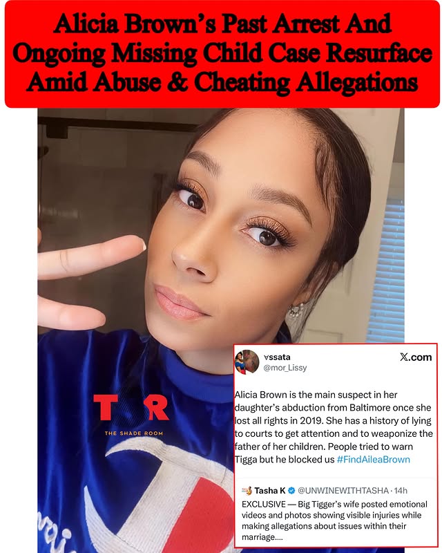 TSR Staff China! @China_lovelace_________________________As conversations continue surrounding #AliciaBrown’s recent allegations, some social media users have resurfaced details from her past, including a previous arrest and an ongoing missing child case. According to @wmar2news, her then-10-year-old daughter, Ailea Brown, whose father, Durrell Williams, had full custody of her, was reported missing on May 25, 2019. Authorities stated at the time that she may have been with her mother. The case remains an active investigation. _________________________Additionally, @wbaltv11 previously reported that Brown was arrested in January 2014 after police responded to a call about an unattended child inside a vehicle parked in the Maryland Live! Casino parking garage. Investigators said a woman arrived at the casino around 10 a.m., left the vehicle, and entered the casino while a 4-year-old child remained inside. Authorities stated that due to the child’s age, the cold temperatures, and visible signs of distress, medics were called to evaluate the child before she was transported to a local hospital for examination. _________________________Police said the child had reportedly wet herself, was cold, and did not have access to food or water while inside the vehicle. Officials also stated that blankets had been placed over the rear windows. According to reports, Brown later returned to the scene, identified the child as her daughter, and was subsequently arrested. She was charged with second-degree child abuse, neglect of a minor, and leaving a child under the age of 8 unattended. _________________________Child Protective Services was contacted, and the child was later released to a relative under a safety plan. Brown was reportedly held at the Jennifer Road Detention Center before being released on $150,000 bail.SWIPE ✍🏾#TSRStaffAS