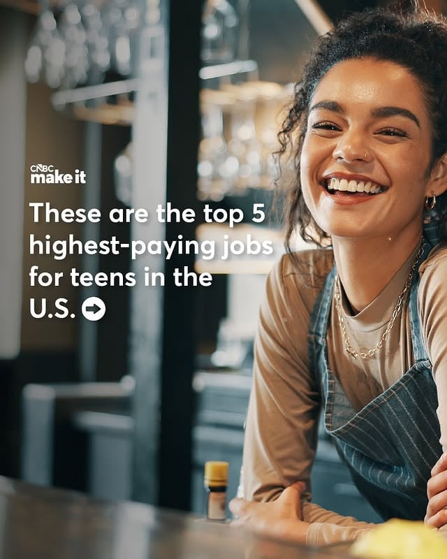 Having a part-time job is a rite of passage for many American teenagers, especially in the summer months.A May 5 report from Resume Genius, an online career platform and resume builder, identified the highest-paying jobs for teenagers, based on data from the U.S. Bureau of Labor Statistics.Link in bio for the full top 10 list of the highest-paying jobs for teenagers, as well as each role’s median hourly wage and the estimated number of teens employed in the role, based on Resume Genius’s analysis of BLS data. by @cnbcmakeit
