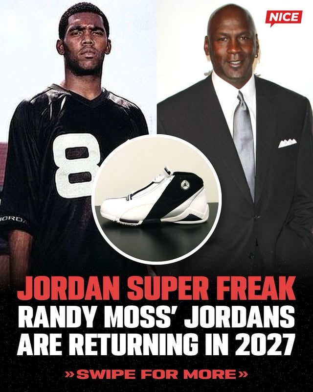 Jordan Brand is bringing back Randy Moss’ Jordan Super Freak “OG” in spring 2027 🏈👀 (via @zsneakerheadz, @sneakerfiles)

First released in 2000, the sneaker was named after Randy Moss’ nickname, “Super Freak” and honors him as the first NFL player signed to Jordan Brand. @nicekicksvault