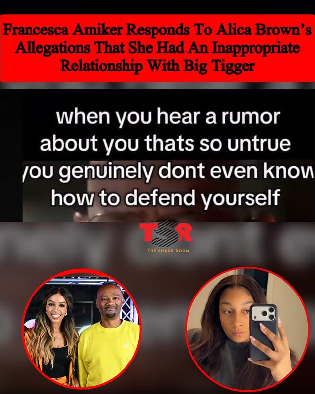 #FrancescaAmika with a post in response to #AliciaBrown’s allegations that she had an inappropriate relationship with her co-host #BigTigger SWIPE ✍🏾#TSRStaffAS 📷:(@gettyimages)