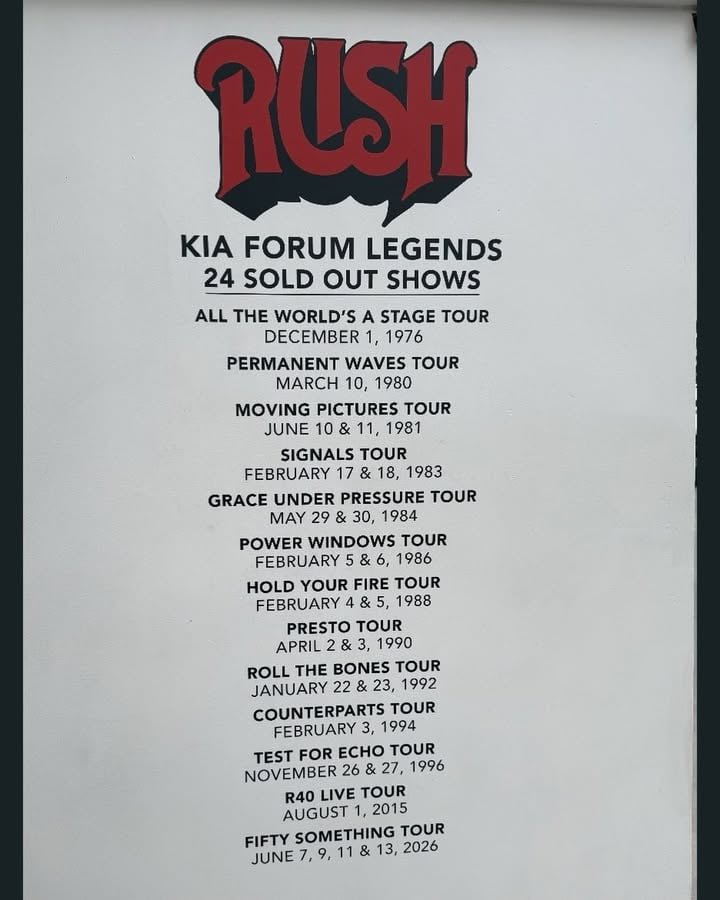 All systems check, T minus nine
As the sun and the drama start to mount

Countdown! 

#24 hrs til show time 
RUSH Fifty Something Tour @thekiaforum