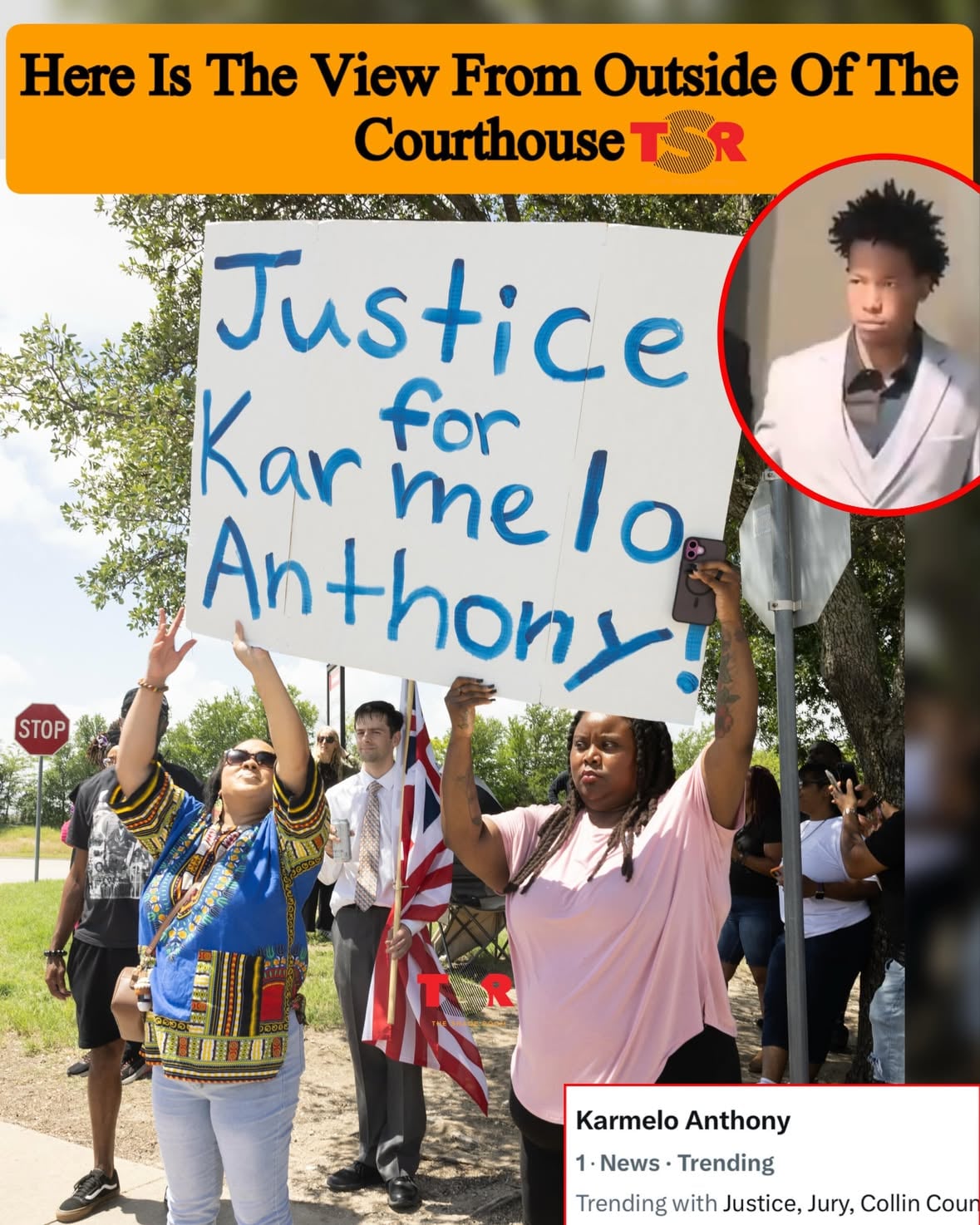 Tensions were high outside the courthouse during the #KarmeloAnthony trial. Take a look at some of those supporting the 19-year-old. SWIPE ✍🏾#TSRStaffAS 📷:(@gettyimages @theisiahfactor )