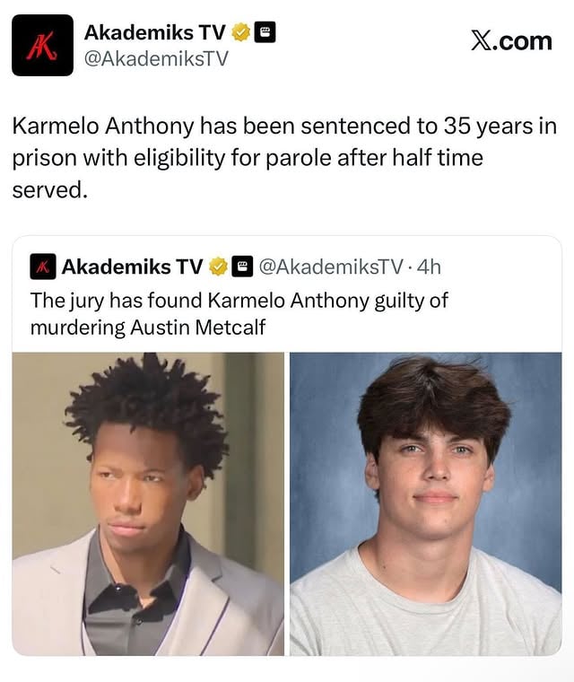 Karmelo Anthony has been sentenced to 35 years in prison with eligibility for parole after half time served.