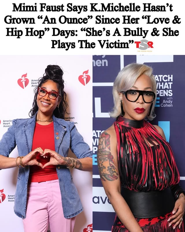TSR Staff China! @China_lovelace
_________________________
Whew! #MimiFaust had a lot to say about her former “Love And Hip Hop Atlanta” castmate #KMichelle. During an interview with Loriel on @themorninghustle, the radio host asked Mimi about a comment K made. While mentioning the singer being on the “Real Housewives Of Atlanta,” she recalled K saying she’s a nice person and that she’s willing to peace it up with people, except for Mimi and Rasheeda. 
_________________________
Mimi said, “What have I ever done to K Michelle?” Loriel asked if the comment made her feel a way. Mimi fired back, saying, “One, I never heard her say that, and two, IDGAF.” When asked if Mimi felt as if K had grown since her LHHATL days, Mimi immediately said, “Absolutely not. Not an ounce. She is, um, the same person, different face. You know, I think it’s cute that she keeps talking about me, it’s really cute. She tries it. She’s a bully, and then she plays the victim, that’s K.”
_________________________
The reality star added, “She bully, bully, bullies people and then she’ll turn around and cry, cry, cry, and play the victim that’s always been K from way back then. When I figured out who she was, I was like I want no parts of this person.” Thoughts Roomies? ✍🏾#TSRStaffAS 📷:(@gettyimages)